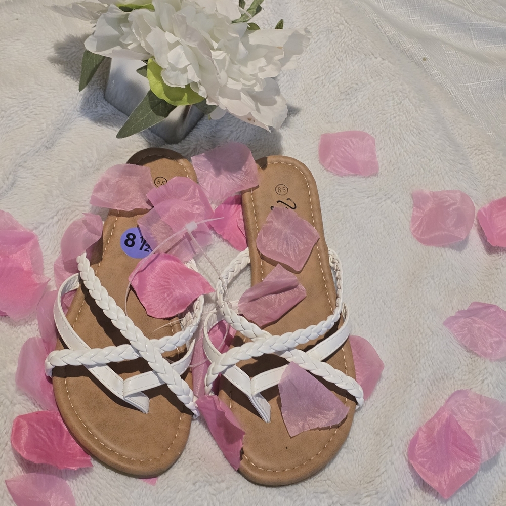 White Braided Sandals